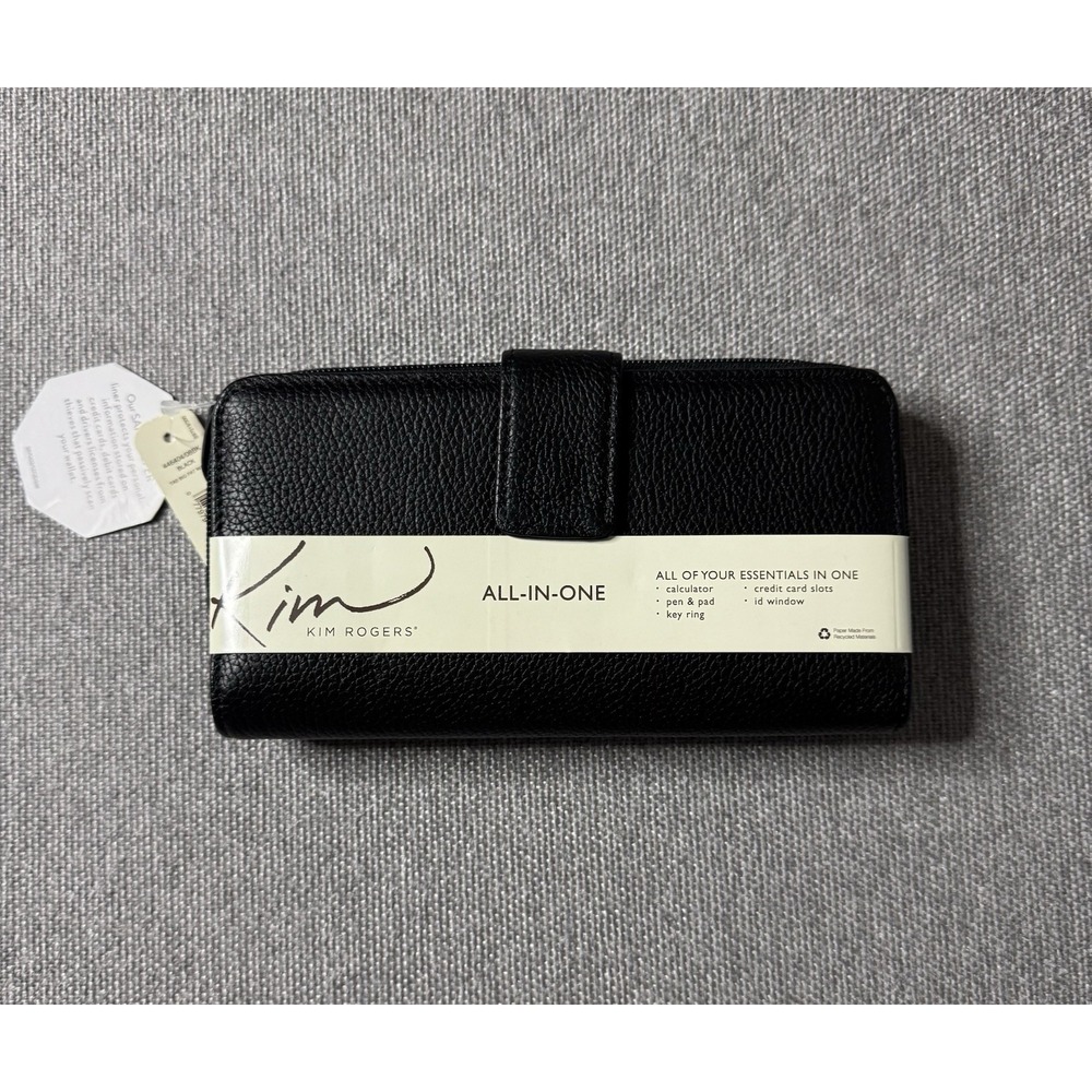 Kim Rogers Women's RFDI Protection All In One Black Leather wallet Zip And Snaps